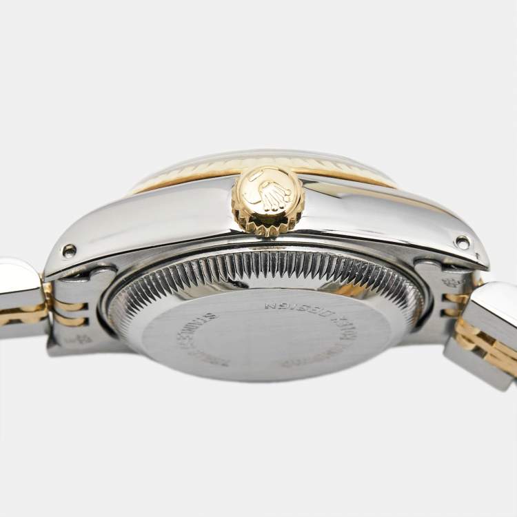 Pre Owned Rolex Champagne 18K Yellow Gold Stainless Steel Datejust 69173 Women's Wristwatch 26 mm
