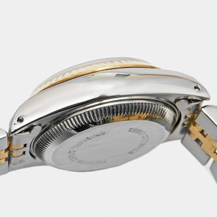 Pre Owned Rolex Champagne 18K Yellow Gold Stainless Steel Datejust 69173 Women's Wristwatch 26 mm