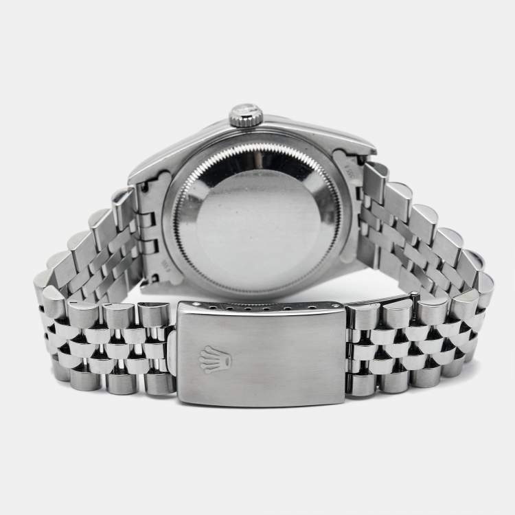 Pre Owned Rolex Silver 18K White Gold Stainless Steel Diamond Datejust 16234 Men's Wristwatch 36 mm