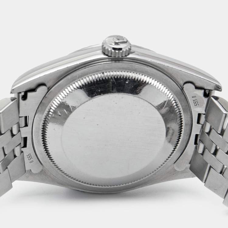 Pre Owned Rolex Silver 18K White Gold Stainless Steel Diamond Datejust 16234 Men's Wristwatch 36 mm