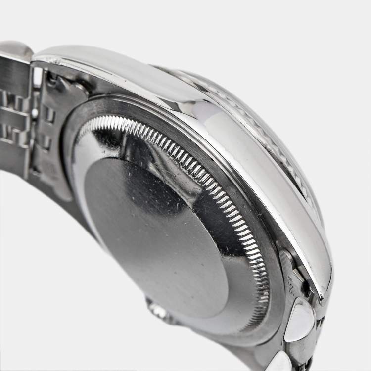 Pre Owned Rolex Silver 18K White Gold Stainless Steel Diamond Datejust 16234 Men's Wristwatch 36 mm