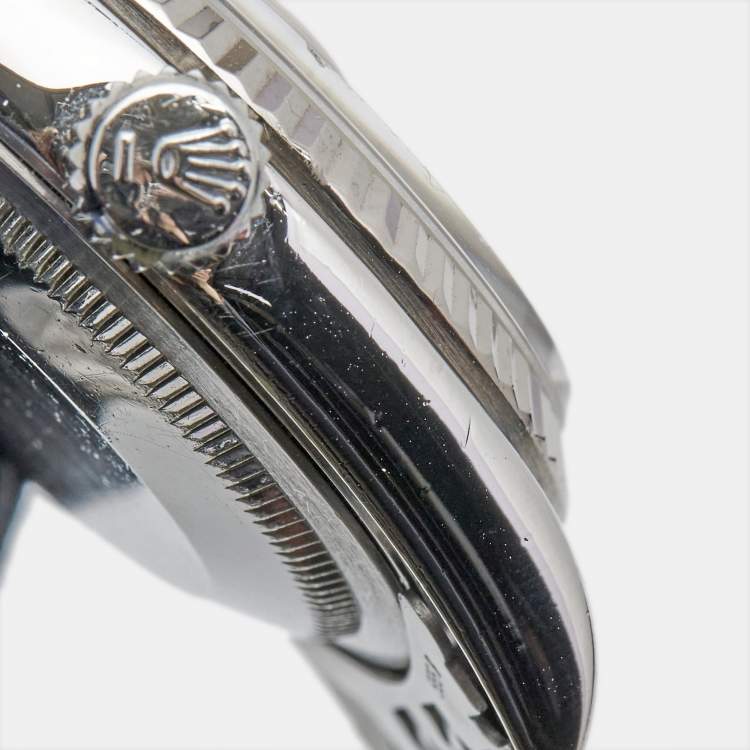 Pre Owned Rolex Silver 18K White Gold Stainless Steel Diamond Datejust 16234 Men's Wristwatch 36 mm