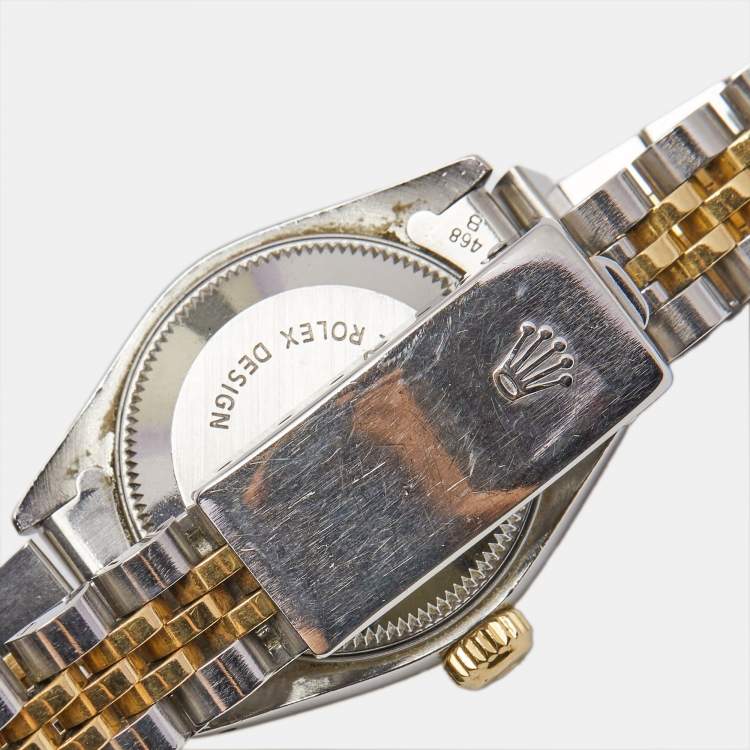 Pre Owned Rolex Champagne Diamond 18k Yellow Gold And Stainless Steel Datejust 69173 Automatic Women's Wristwatch 26 mm