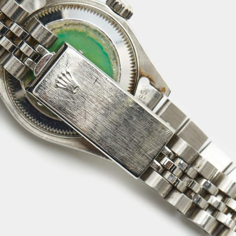 مملوكة مسبقًا Rolex Silver 18K White Gold And Stainless Steel Datejust 69174 Women's Wristwatch 26 mm