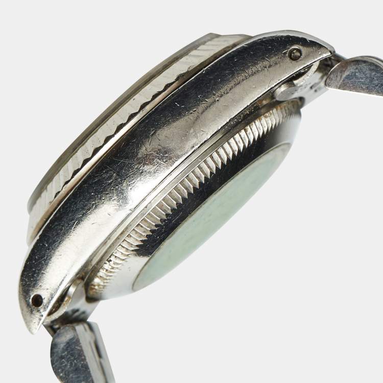 مملوكة مسبقًا Rolex Silver 18K White Gold And Stainless Steel Datejust 69174 Women's Wristwatch 26 mm