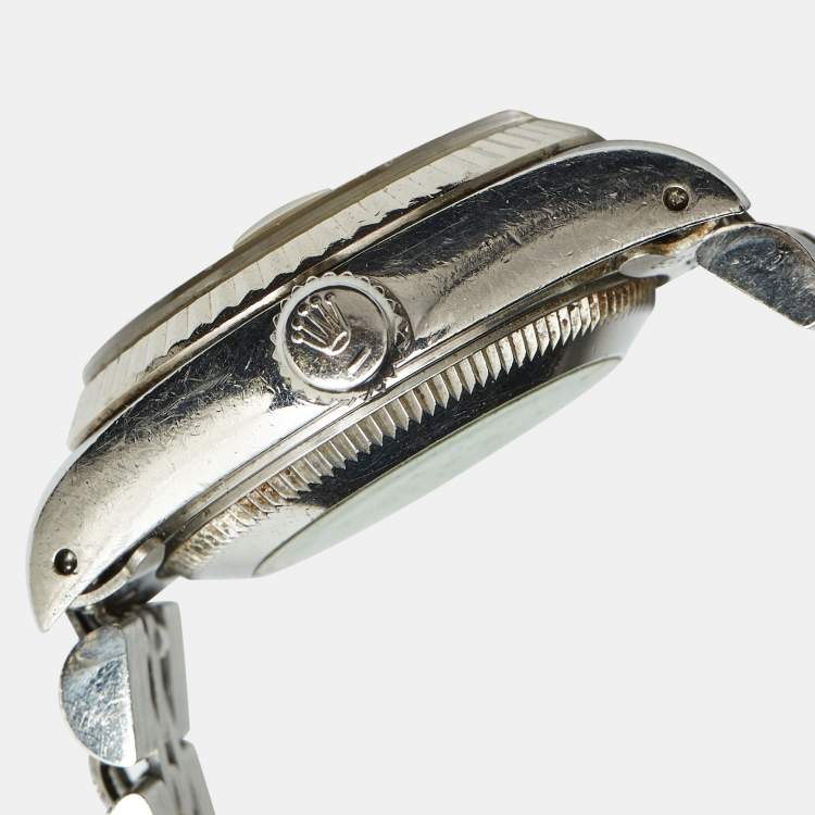 مملوكة مسبقًا Rolex Silver 18K White Gold And Stainless Steel Datejust 69174 Women's Wristwatch 26 mm