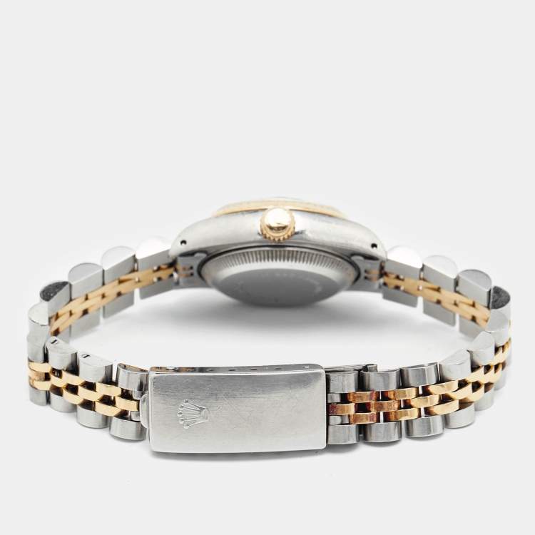 Pre Owned Rolex Champagne 18K Yellow Gold And Stainless Steel Datejust 69173 Women's Wristwatch 26 mm