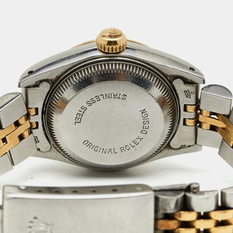 Pre Owned Rolex Champagne 18K Yellow Gold And Stainless Steel Datejust 69173 Women's Wristwatch 26 mm