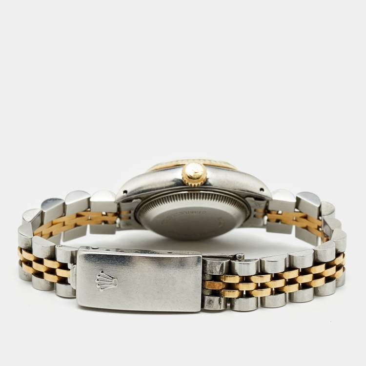 Pre Owned Rolex Champagne 18K Yellow Gold And Stainless Steel Datejust 69173 Women's Wristwatch 26 mm
