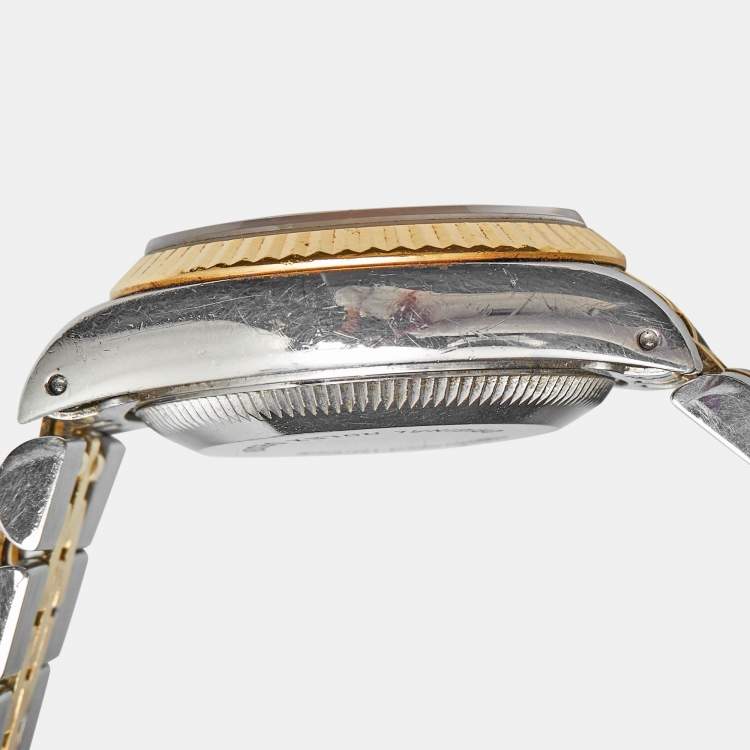 Pre Owned Rolex Champagne 18K Yellow Gold And Stainless Steel Datejust 69173 Women's Wristwatch 26 mm