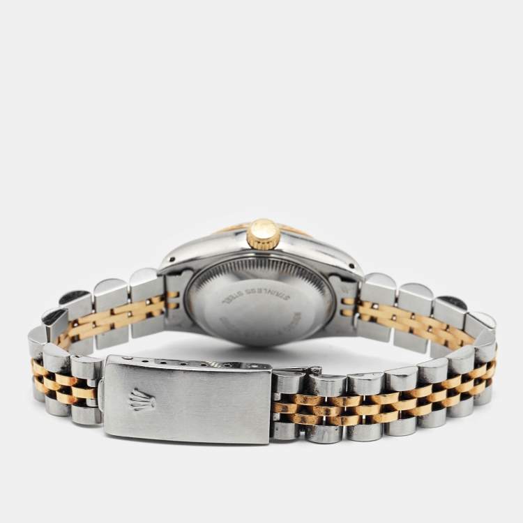 Pre Owned Rolex Champagne 18K Yellow Gold And Stainless Steel Datejust 69173 Women's Wristwatch 26 mm