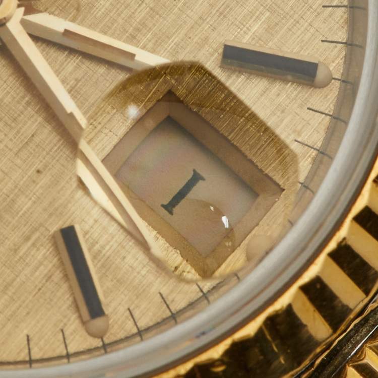 Pre Owned Rolex Champagne 18K Yellow Gold And Stainless Steel Datejust 69173 Women's Wristwatch 26 mm