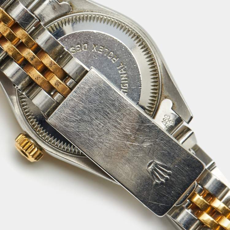 Pre Owned Rolex Champagne 18K Yellow Gold And Stainless Steel Datejust 69173 Women's Wristwatch 26 mm