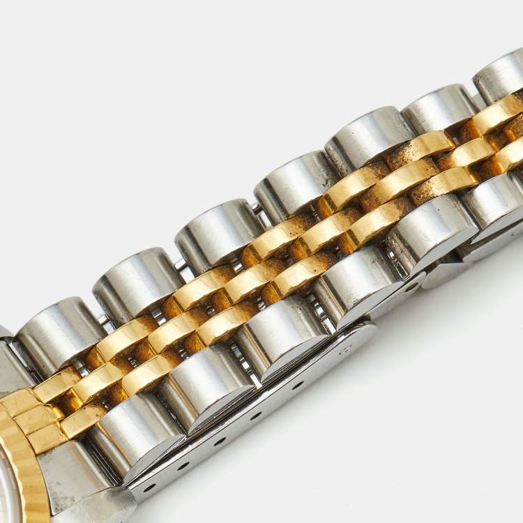 Pre Owned Rolex Champagne 18K Yellow Gold And Stainless Steel Datejust 69173 Women's Wristwatch 26 mm