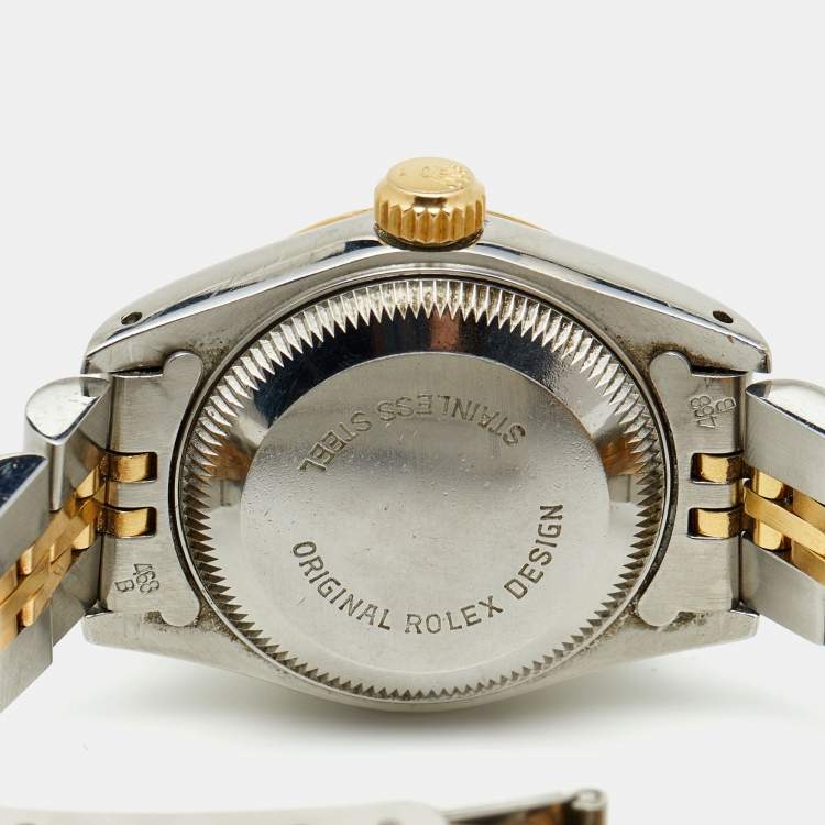 Pre Owned Rolex Champagne 18K Yellow Gold And Stainless Steel Datejust 69173 Women's Wristwatch 26 mm