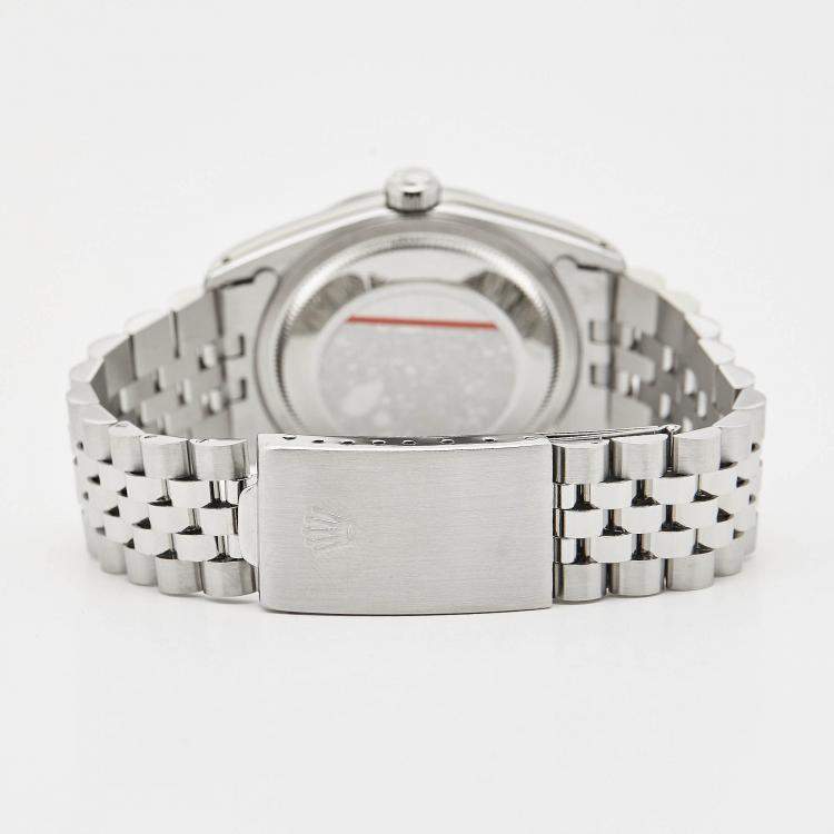 Pre Owned Rolex Black 18K White Gold & Stainless Steel Datejust 16234 Men's Wristwatch 36 mm