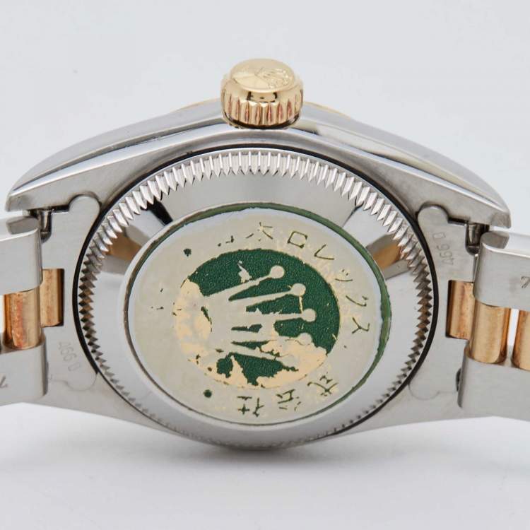مملوكة مسبقًا Rolex Slate 18K Yellow Gold Stainless Steel Oyster Perpetual 67183 Women's Wristwatch 24 mm