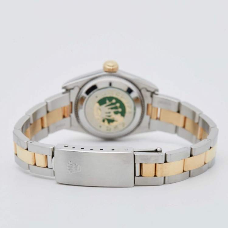 مملوكة مسبقًا Rolex Slate 18K Yellow Gold Stainless Steel Oyster Perpetual 67183 Women's Wristwatch 24 mm