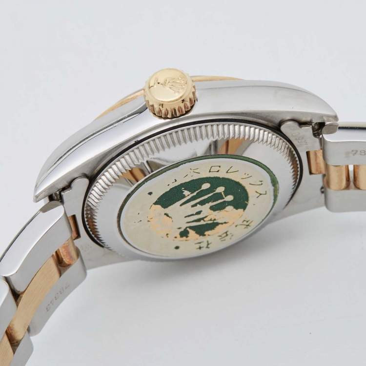 مملوكة مسبقًا Rolex Slate 18K Yellow Gold Stainless Steel Oyster Perpetual 67183 Women's Wristwatch 24 mm