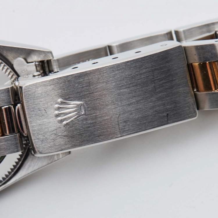 مم�لوكة مسبقًا Rolex Slate 18K Yellow Gold Stainless Steel Oyster Perpetual 67183 Women's Wristwatch 24 mm