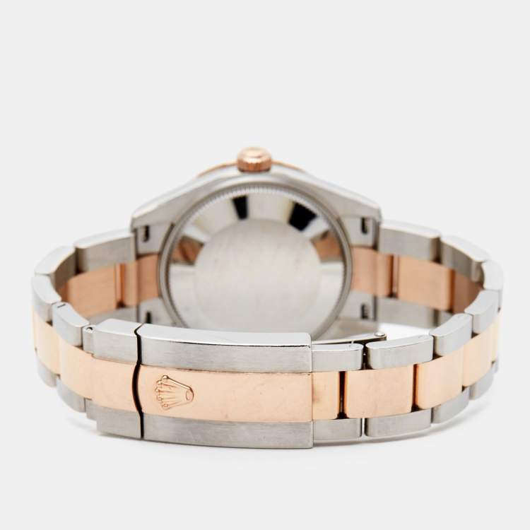 Pre Owned Rolex Chocolate 18K Everose Gold Oystersteel Diamond Datejust M278341RBR-0027 Women's Wristwatch 31 mm