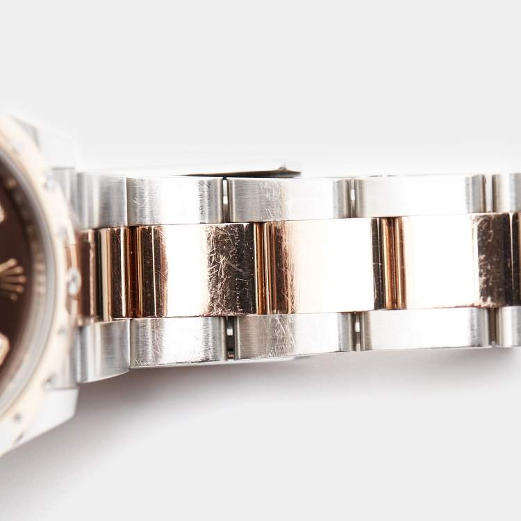 Pre Owned Rolex Chocolate 18K Everose Gold Oystersteel Diamond Datejust M278341RBR-0027 Women's Wristwatch 31 mm