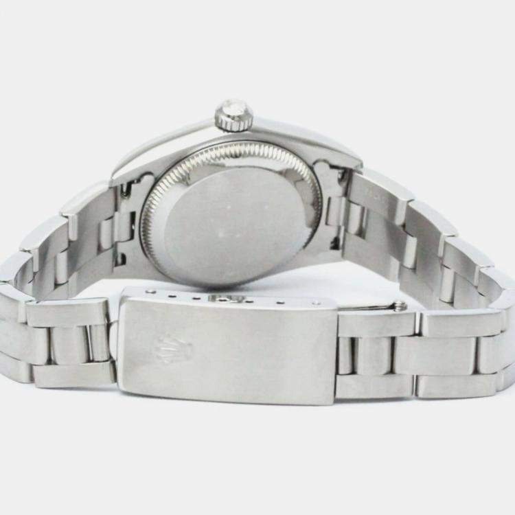 Pre Owned Rolex Orange Stainless Steel Oyster Perpetual 76080 Automatic Women's Wristwatch 24 mm