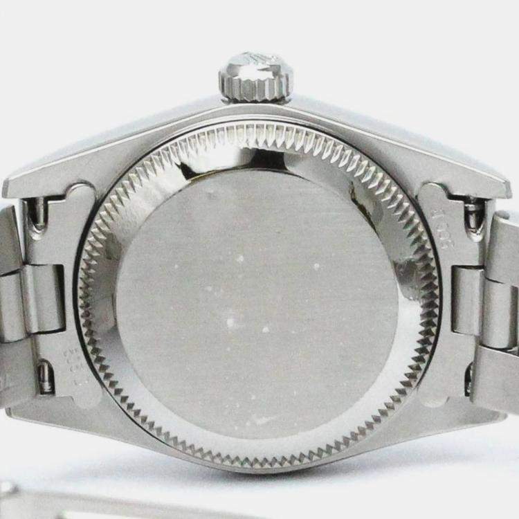 Pre Owned Rolex Orange Stainless Steel Oyster Perpetual 76080 Automatic Women's Wristwatch 24 mm