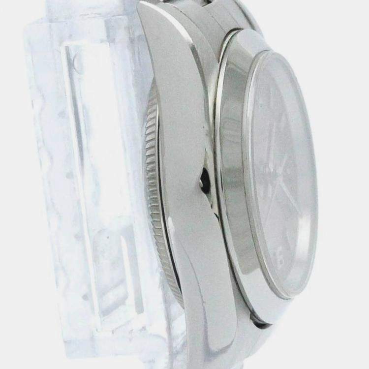 Pre Owned Rolex Orange Stainless Steel Oyster Perpetual 76080 Automatic Women's Wristwatch 24 mm