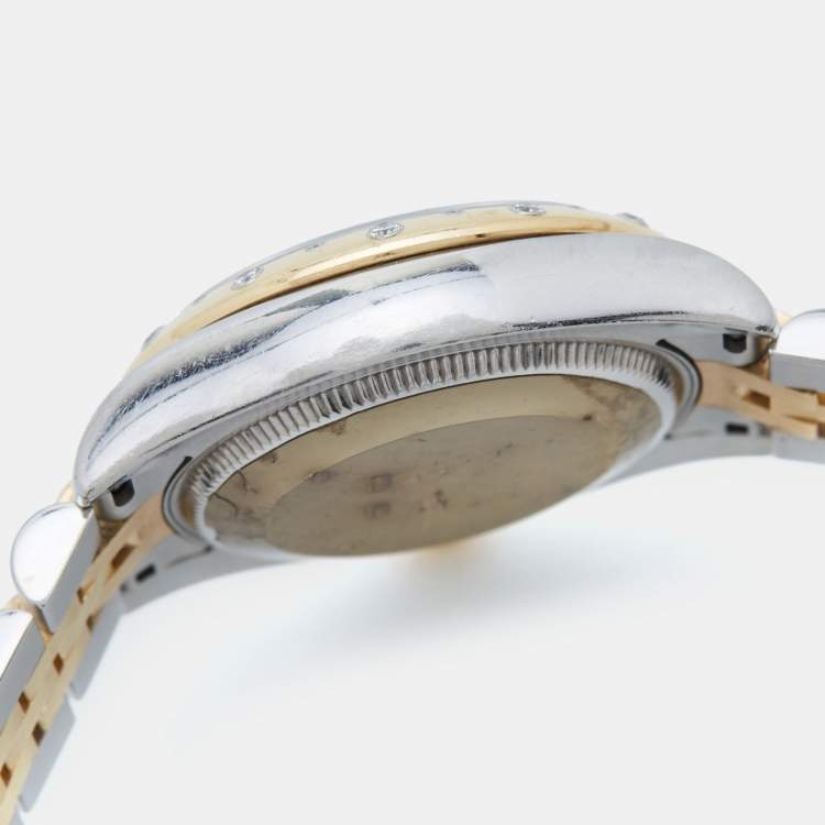 Pre Owned Rolex Mother Of Pearl Diamond 18K Yellow Gold Stainless Steel Datejust 178343 Women's Wristwatch 31 mm