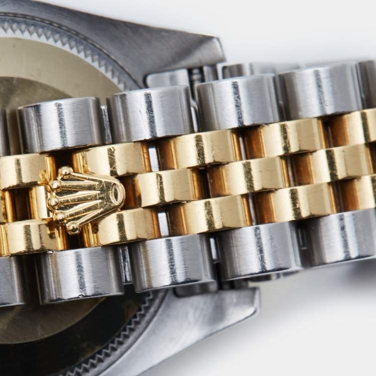 Pre Owned Rolex Mother Of Pearl Diamond 18K Yellow Gold Stainless Steel Datejust 178343 Women's Wristwatch 31 mm