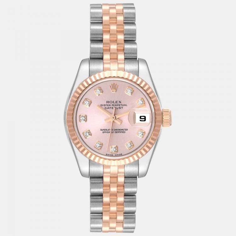 Rolex Datejust Steel Rose Gold Diamond Dial Ladies Watch 179171 26