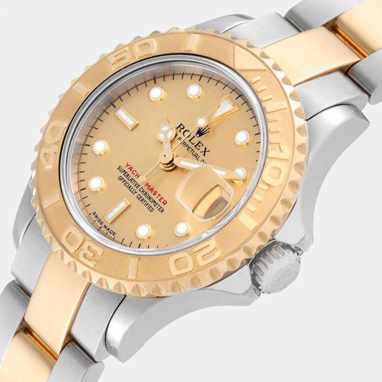 Rolex Yachtmaster Steel Yellow Gold Champagne Dial Ladies Watch