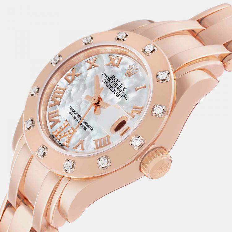 Rolex Pearlmaster Mother of Pearl Dial Rose Gold Diamond Ladies