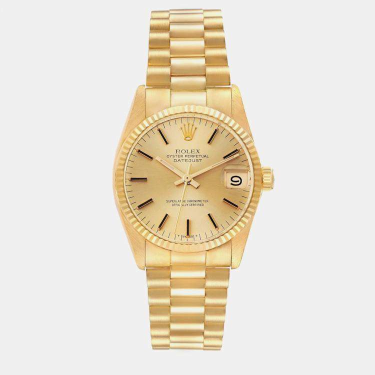 Rolex President Datejust Midsize Yellow Gold Vintage Ladies Watch