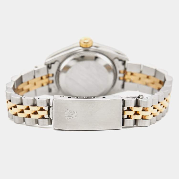 Pre Owned Rolex Silver 18k Yellow Gold And Stainless Steel Datejust 79173 Automatic Women's Wristwatch 26 mm