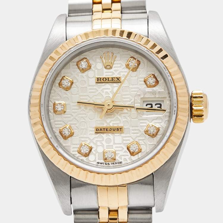 Pre Owned Rolex Silver 18k Yellow Gold And Stainless Steel Datejust 79173 Automatic Women's Wristwatch 26 mm