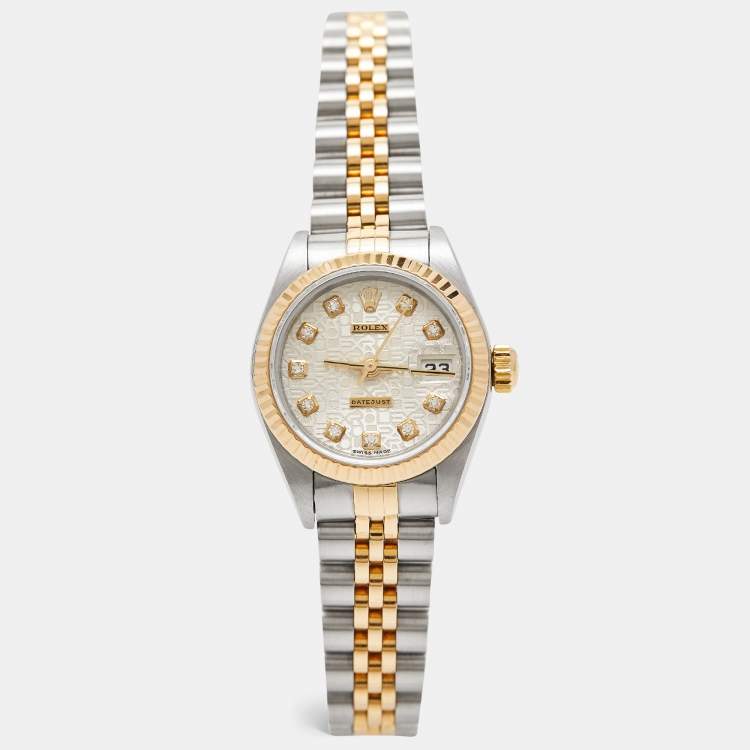 Pre Owned Rolex Silver 18k Yellow Gold And Stainless Steel Datejust 79173 Automatic Women's Wristwatch 26 mm