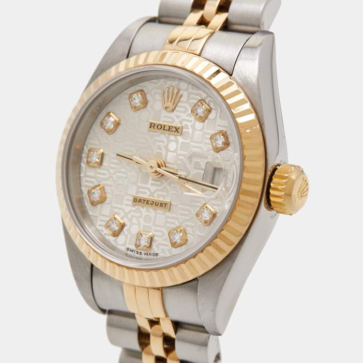 Pre Owned Rolex Silver 18k Yellow Gold And Stainless Steel Datejust 79173 Automatic Women's Wristwatch 26 mm