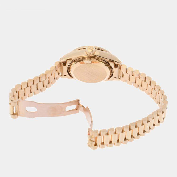 Pre Owned Rolex Champagne 18k Yellow Gold Diamond Datejust 79138 Automatic Women's Wristwatch 26 mm