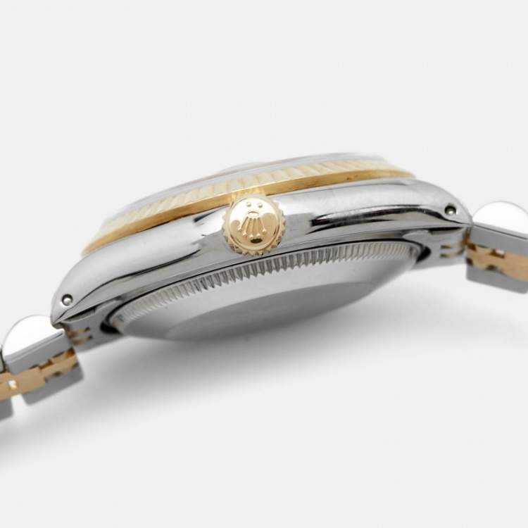 Pre Owned Rolex Champagne 18k Yellow Gold Stainless Datejust 68273 Women's Wristwatch 31 mm