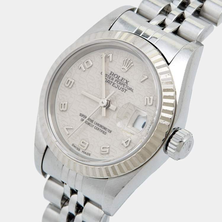 Pre Owned Rolex Ivory Jubilee 18k White Gold Stainless Steel 79174 Women's Wristwatch 26 mm