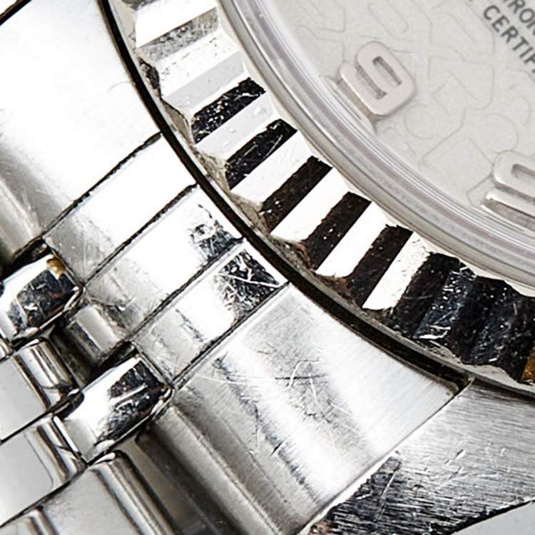 Pre Owned Rolex Ivory Jubilee 18k White Gold Stainless Steel 79174 Women's Wristwatch 26 mm