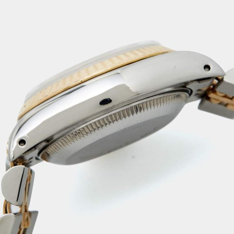 Pre Owned Rolex Champgne 18k Yellow Gold Stainless Steel Datejust 69173 Women's Wristwatch 26 mm 