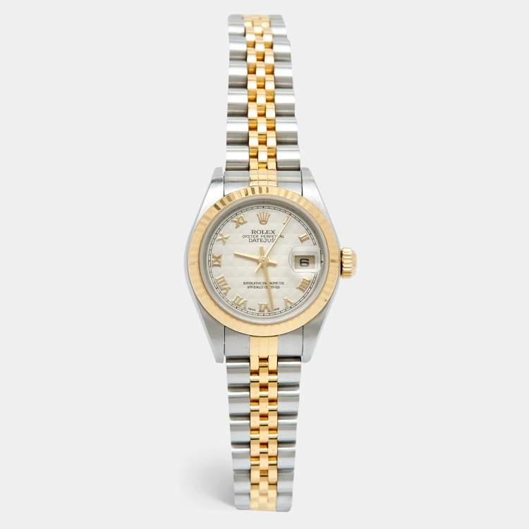 Pre Owned Rolex Ivory 18k Gold Stainless Steel 79173 Women's Wristwatch 26 mm