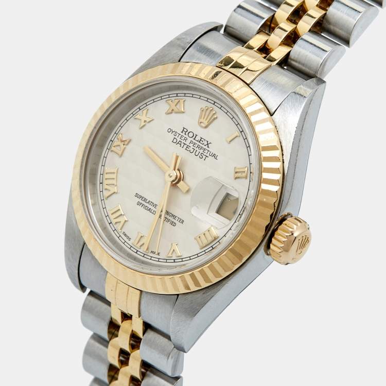 Pre Owned Rolex Ivory 18k Gold Stainless Steel 79173 Women's Wristwatch 26 mm
