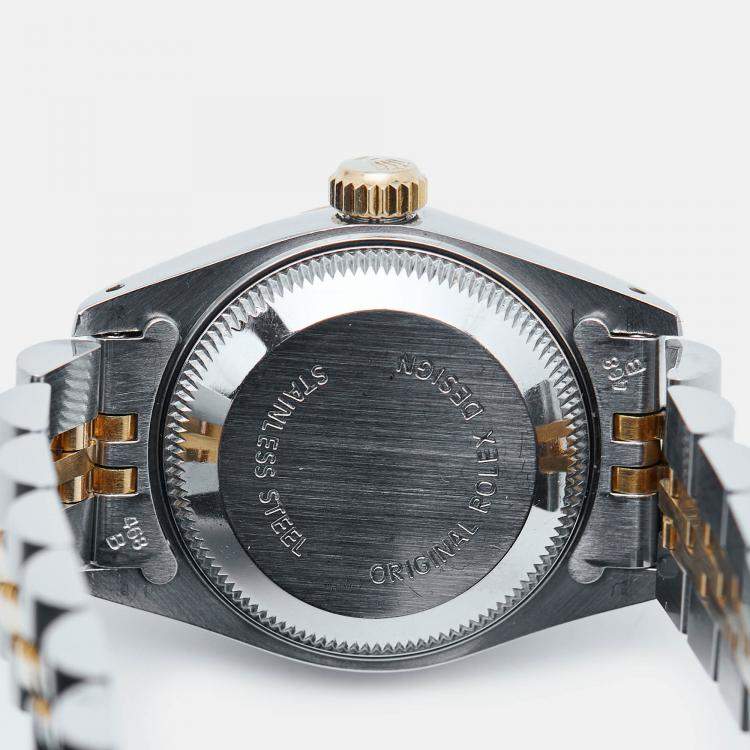 Pre Owned Rolex Champagne 18k Yellow Gold Stainless Steel Datejust 69173 Women's Wristwatch 26 mm