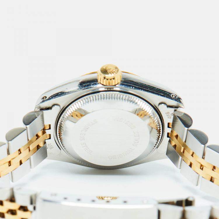 Pre Owned Rolex Champagne 18k Yellow Gold Stainless Steel Datejust 69173 Women's Wristwatch 26 mm