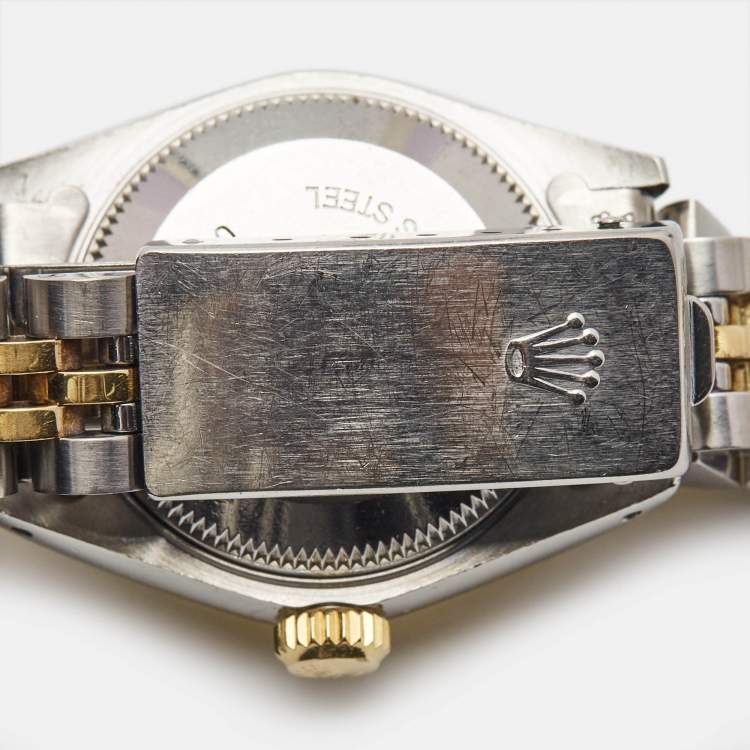 Pre Owned Rolex Champagne Diamonds 18K Yellow Gold Stainless Steel Datejust 69173 Women's Wristwatch 26 mm
