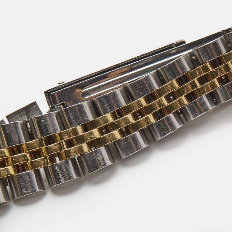 Pre Owned Rolex Champagne Diamonds 18K Yellow Gold Stainless Steel Datejust 69173 Women's Wristwatch 26 mm